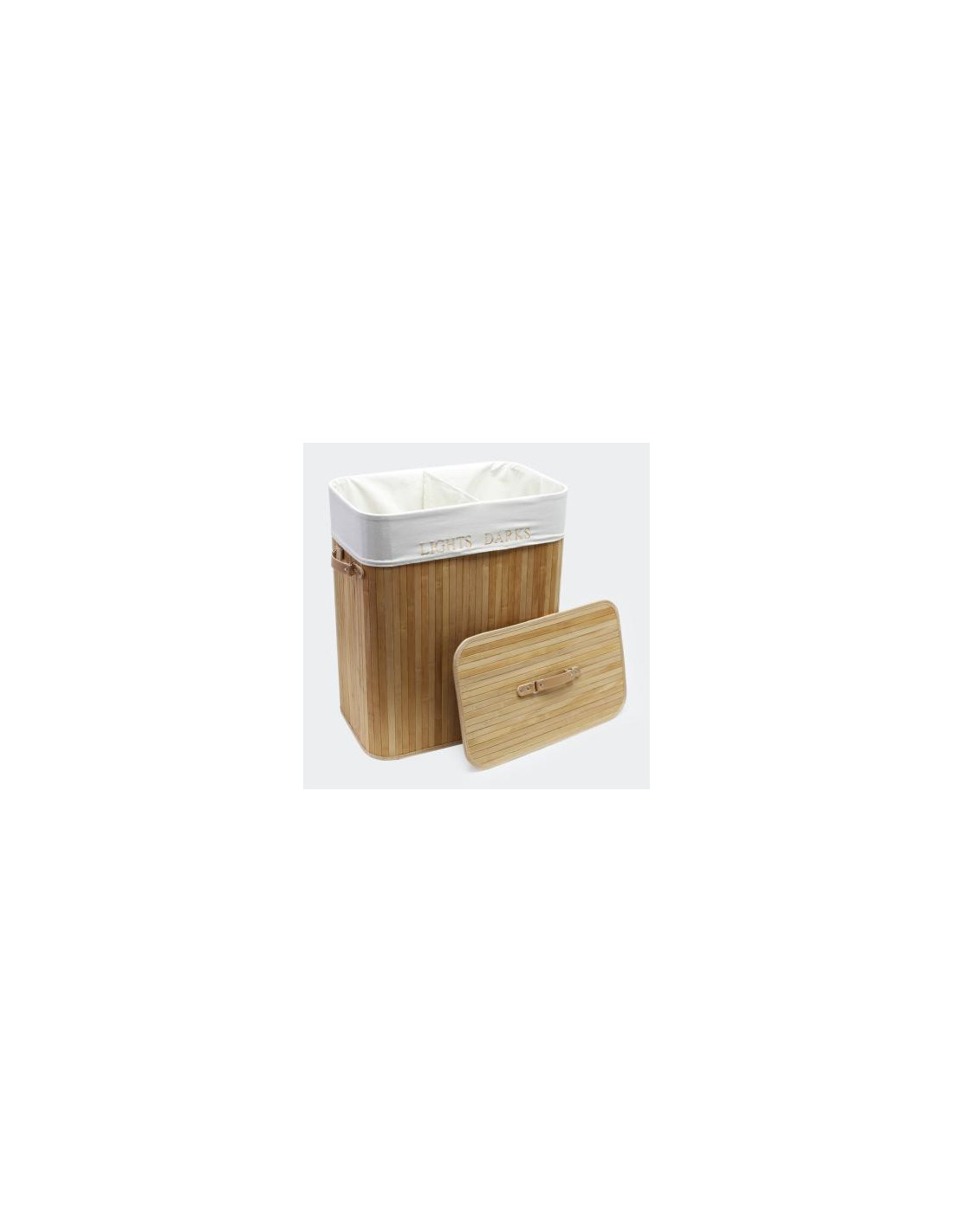 Panier à linge bambou double 105L naturel corbeille linge - Ciel & terre