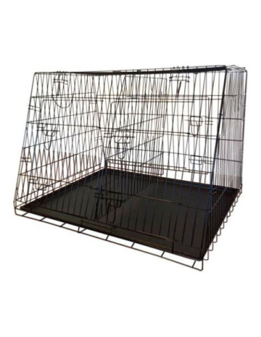 Cage de transport double en métal noir avec cloison chien