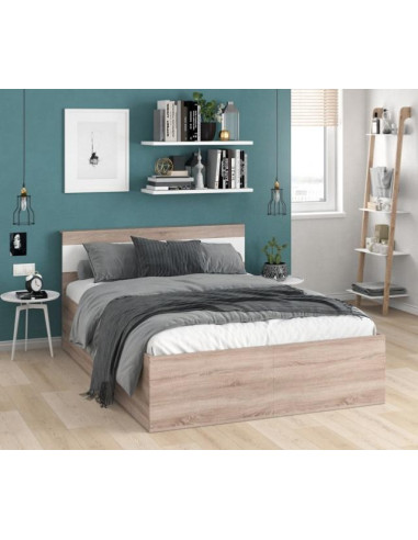 Cadre de lit 140x200 cm avec tête de lit chêne lit adulte