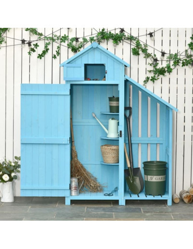 Armoire de jardin bleu + bûcher Armoire en bois jardin