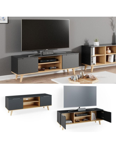 Meuble TV anthracite chêne meuble TV salon meuble télé