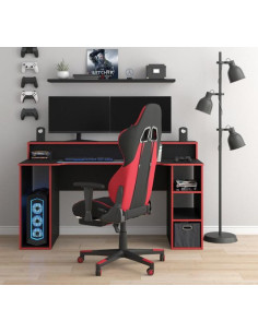 Bureau gamer noir et rouge grand modèle bureau de jeu - Ciel & terre