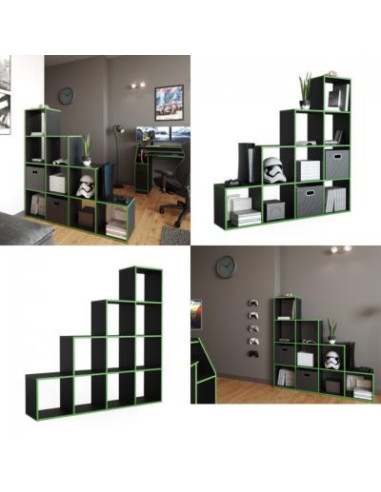 Meuble étagères escalier noir vert gaming étagère gaming