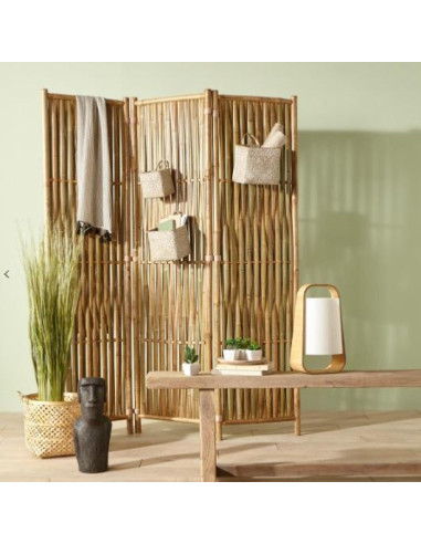 Paravent bambou moderne 3 panneaux séparateur pièce