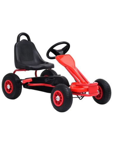 Kart à pédales enfant rouge avec pneus en caoutchouc