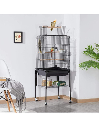 Cage oiseau avec support pour perruche calopsitte