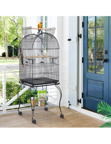 Cage oiseau antique avec support perruche canari conure