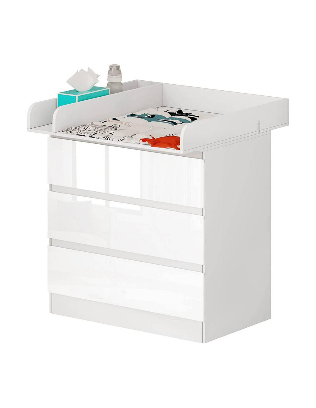 Commode langer 3 tiroirs table langer blanche plan langer - Ciel