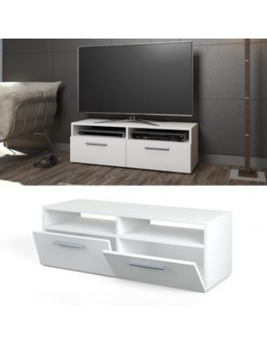 Meuble TV d'angle blanc brillant meuble téléviseur placard
