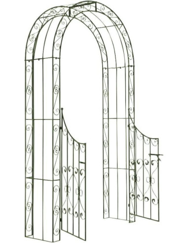 Arche jardin avec portillon en fer forgé vert antique Arc