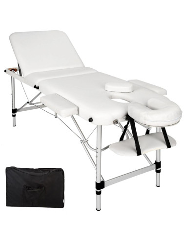 Table de massage 3 zones structure ALU avec housse de transport table relaxation cielterre-commerce Blanc