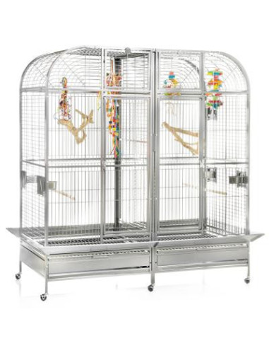 Cage perroquet Marbella cage ara cage amazone cacatoes Platinum (Gris clair - blanc)