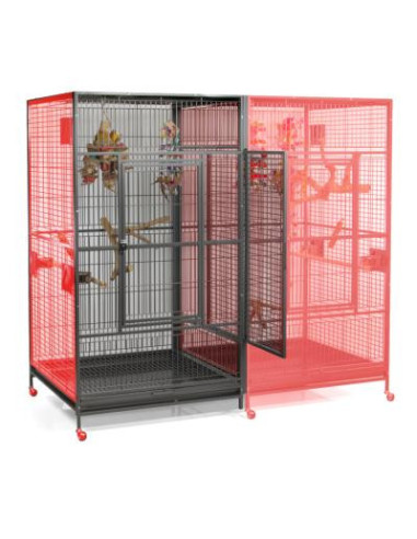 Extension cage perroquet Hestia cage ara gabon amazone Platinum (Gris clair - blanc)