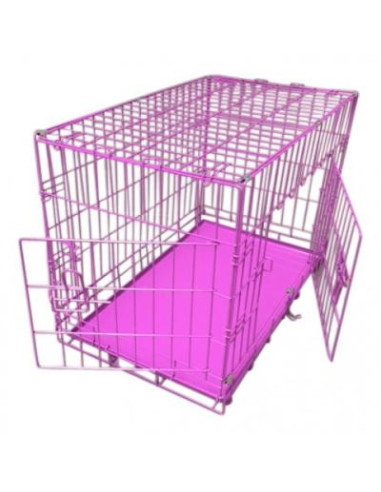 Cage chien en métal lila cage de transport chat avec bac Taille 3