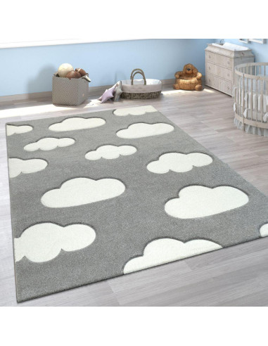Tapis chambre enfant gris nuages (3 tailles) tapis enfant Taille 3