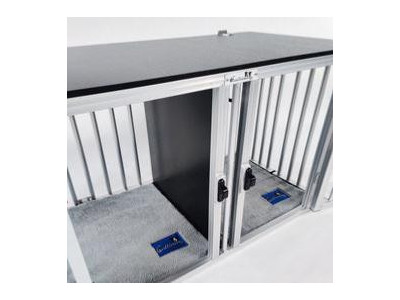 Cage de transport double en Aluminium pour deux chiens. Caisses de