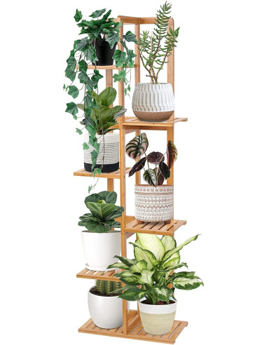 Étagère plantes avec tige de suspension sur 3 niveaux support plantes -  Ciel & terre