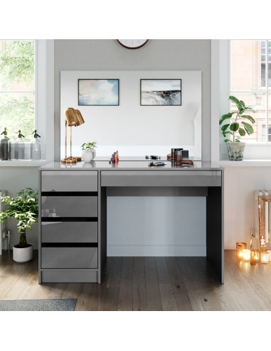 Coiffeuse table maquillage gris + grand miroir Coiffeuse moderne Coiffeuse maquillage Coiffeuse femme Coiffeuse chambre