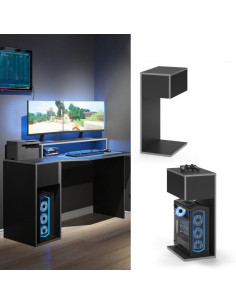 Bureau gamer gris foncé angle bureau gaming bureau jeu - Ciel & terre