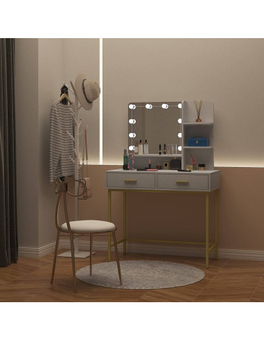 Coiffeuse avec miroir et LED Coiffeuse moderne Table maquillage Coiffeuse femme Coiffeuse chambre