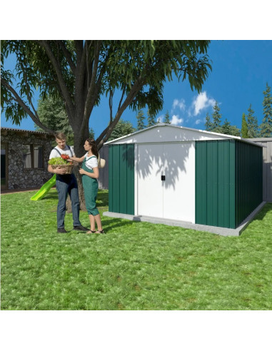 Abri jardin métal 11,99 m² avec kit ancrage Abri jardin métallique stockage bois outillage rangement jardin