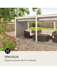 Tonnelle rectangulaire 6x3 m en alluminium Ecru