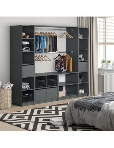 Grande penderie complète anthracite Dressing ouvert Dressing chambre