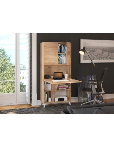 Secrétaire design Bureau pratique spacieux chêne secrétaire meuble tendance avec placard