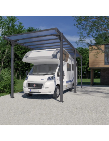Carport camping car monopente 27,23m² Carport en Aluminium Toit en polycarbonate Fabrication en France