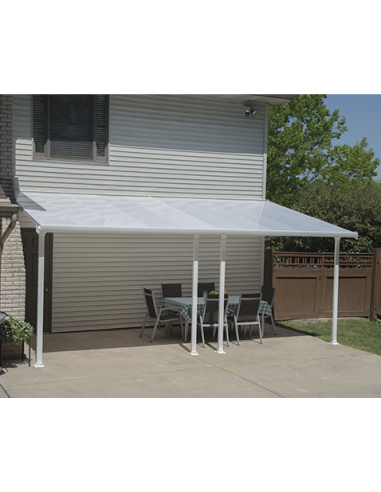 Pergola adossée 8x4m aluminium blanc Toit de terrasse en polycarbonate