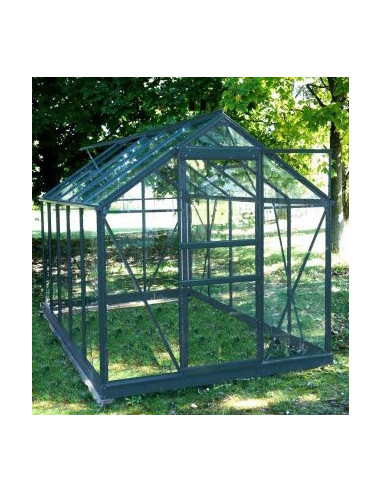 Serre en verre Sekurit 5,77m² avec base gris anthracite Serre jardin moderne Serre aluminium