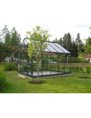Serre en verre Sekurit 7,42m² avec base gris anthracite Serre jardin moderne Serre aluminium