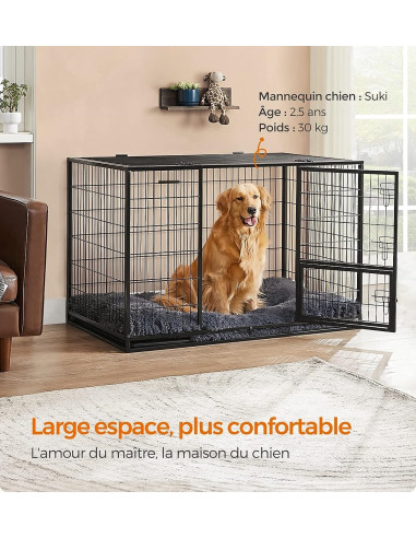Très Grande Cage chien Cage chat avec bac récupérateur - Ciel & terre