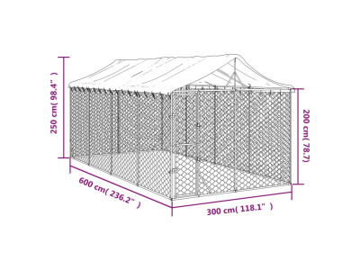 Chenil 400x300 cm enclos chien extérieur avec toit galvanisé