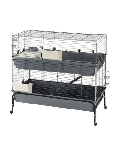 Cage rongeur 2 niveaux cage lapin cage cochon d'inde avec accessoires