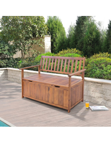 Banc de Jardin avec Coffre en Acacia Massif 130 cm