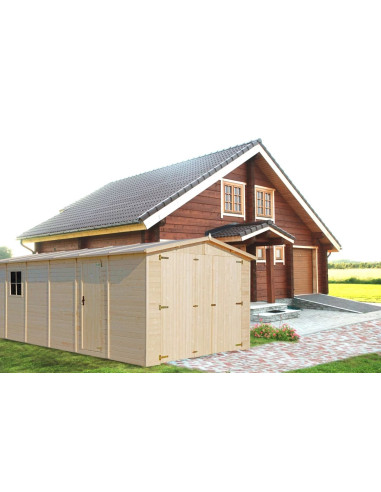 Garage en Bois Pin Sapin 19,95m² Garage Voiture Abri Voiture Bois Massif