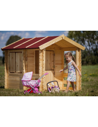 Maison de Jeux pour Enfants avec Terrasse Pin et Epicéa Massif Maisonnette Enfant