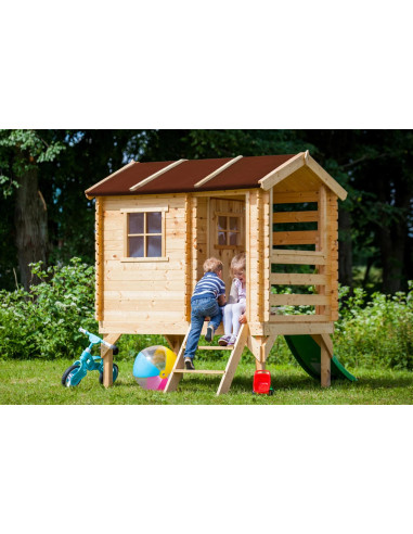 Maison de Jeux pour Enfants sur Pilotis avec Toboggan Pin et Epicéa Massif Maisonnette Enfant