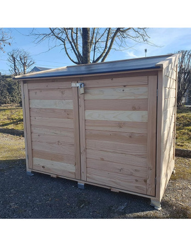 Coffre de Jardin en Douglas Massif avec Toit Polypropylène Coffre de Rangement en bois Coffre de Stockage