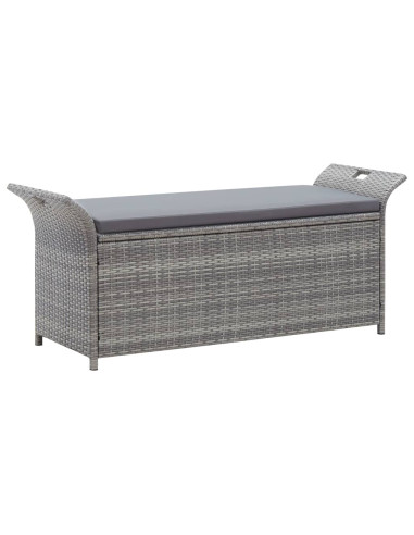 Banc de Jardin avec Coffre Rangement en Résine Tressée Gris 138 cm