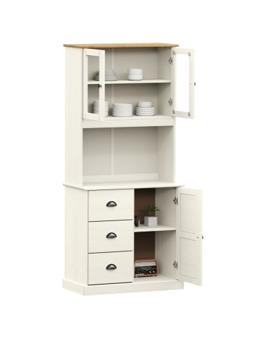 Buffet Cuisine Blanc 175 cm Armoire de Cuisine Rangement Salon Vaisselier