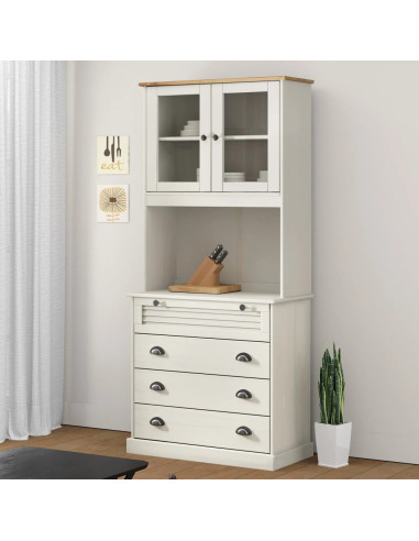 Buffet Cuisine 175 cm Blanc 4 Tiroirs Armoire de Cuisine Rangement Salon Vaisselier