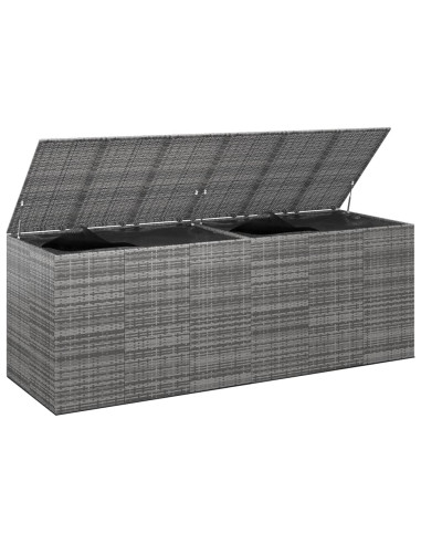 Coffre Rangement XXL 291x100x104 cm Résine Tressée Gris Coffre de Stockage Coffre Extérieur Coffre Jardin