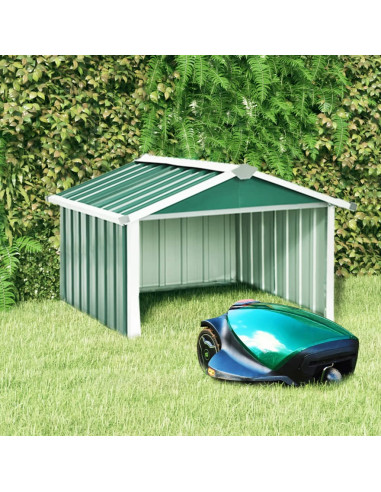 Garage Robot Tondeuse Métal Vert Abri Extérieur Tondeuse Acier Galvanisé