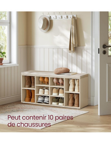 Meuble Chaussures Beige Naturel Chaussure avec Assise Rangement Chaussures