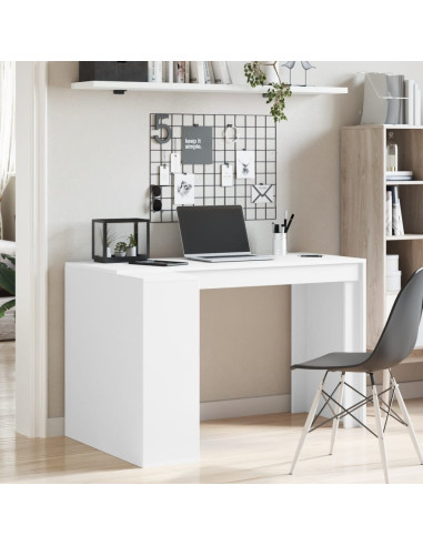 Bureau Blanc avec Rangement Réversible 123 cm