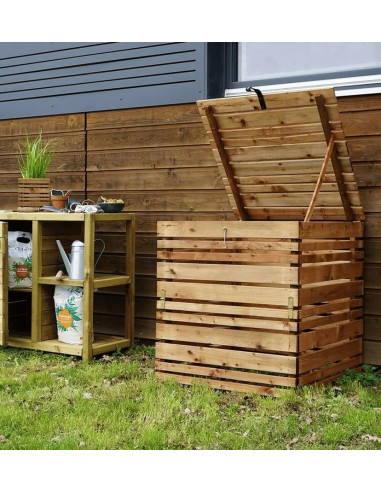 Composteur en Pin Massif 420L avec Trappes Composteur en Bois Composteur de Jardin Composteur Déchets Organiques