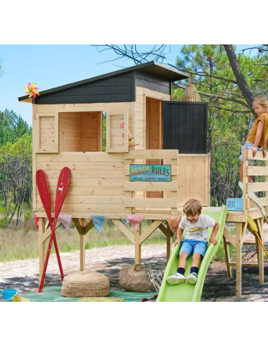 copy of Cabane de jardin avec pergola Maisonnette pour enfant en épicéa maisonnette avec terrasse Maison enfant de jardin