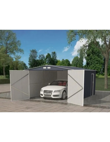 Garage Métal Anthracite 18,24 m² + Kit d'Ancrage Garage Métallique Garage Métal Garage pour Voiture Abri Garage Tôle